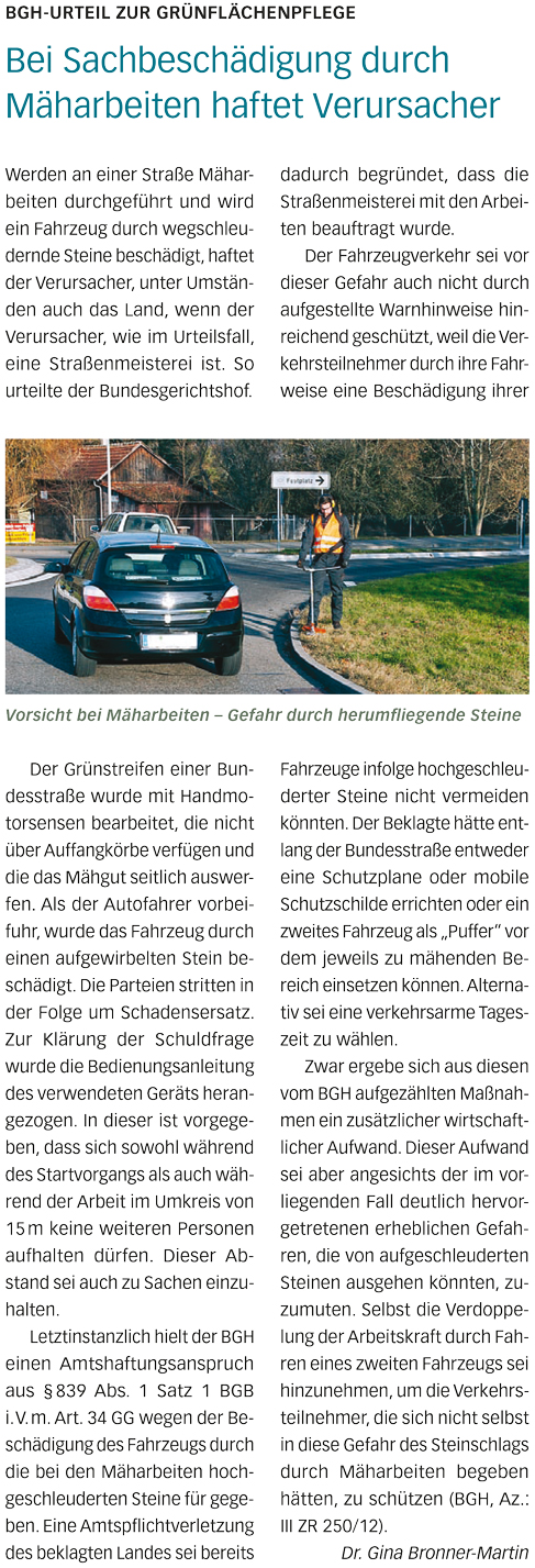 BGH-Urteil zur Grünflächenpflege